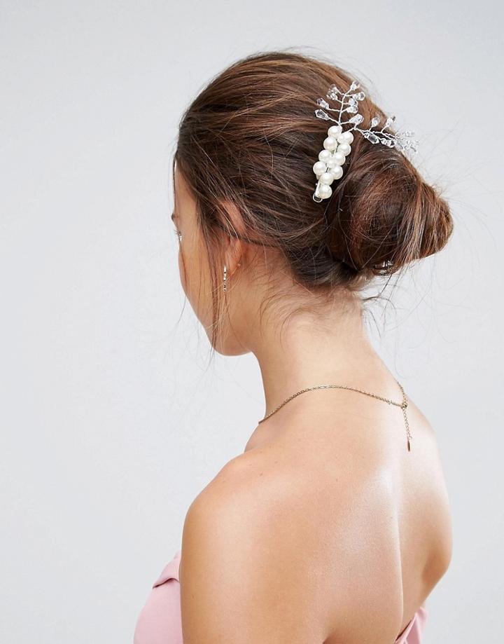 Asos Wedding Faux Pearl Bead Hair Clip - Cream