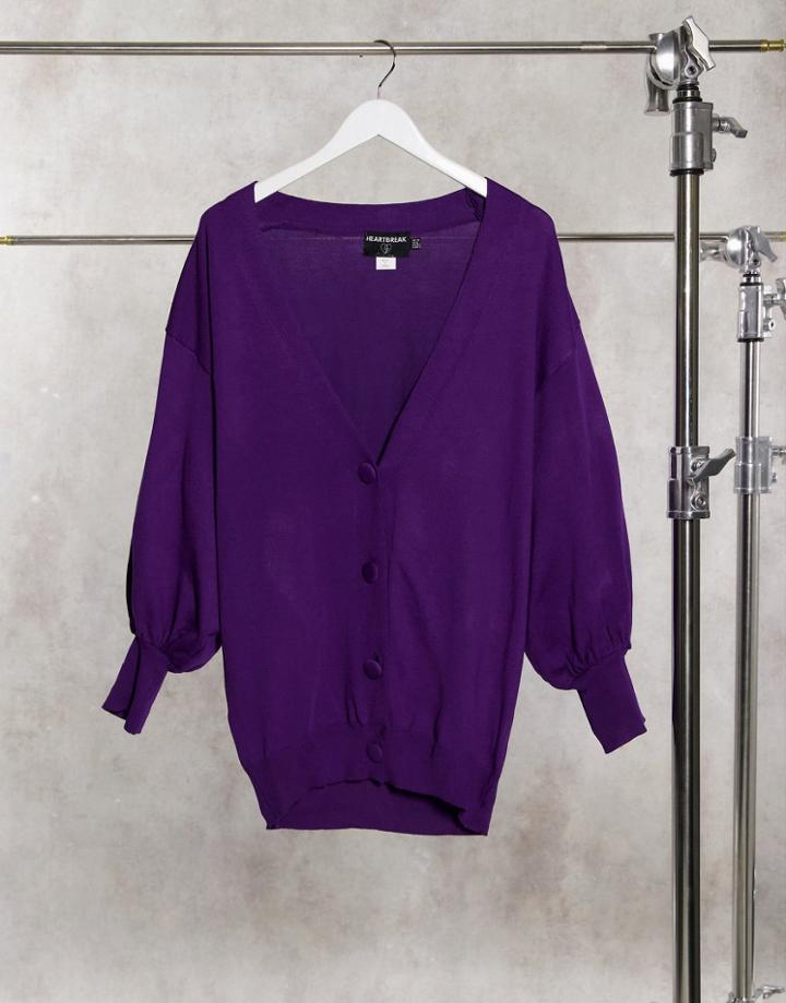 Heartbreak Oversized Cardigan Co-ord In Purple