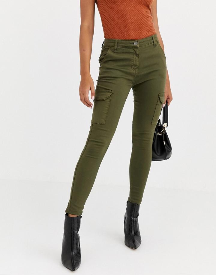 Parisian Utility Cargo Pants In Khaki-green