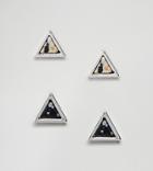 Reclaimed Vintage Inspired Triangle Stud Earrings In 2 Pack With Marble Effect Exclusive To Asos - Silver