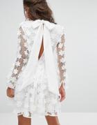 Stevie May 3d Floral Mini Dress With Bow Back - White