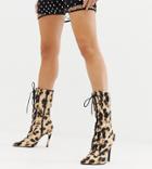 Asos Design X Laquan Smith Padded Ankle Boot In Leopard Print - Multi
