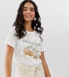 Monki Stronger Together Print T-shirt In White - White