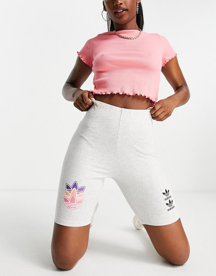 Adidas Originals Trefoil Legging Shorts In Gray-grey