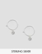 Asos Sterling Silver Lucky 7 Hoop Earrings - Silver