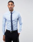 Asos Skinny Shirt In Blue With Navy Tie Save - Blue