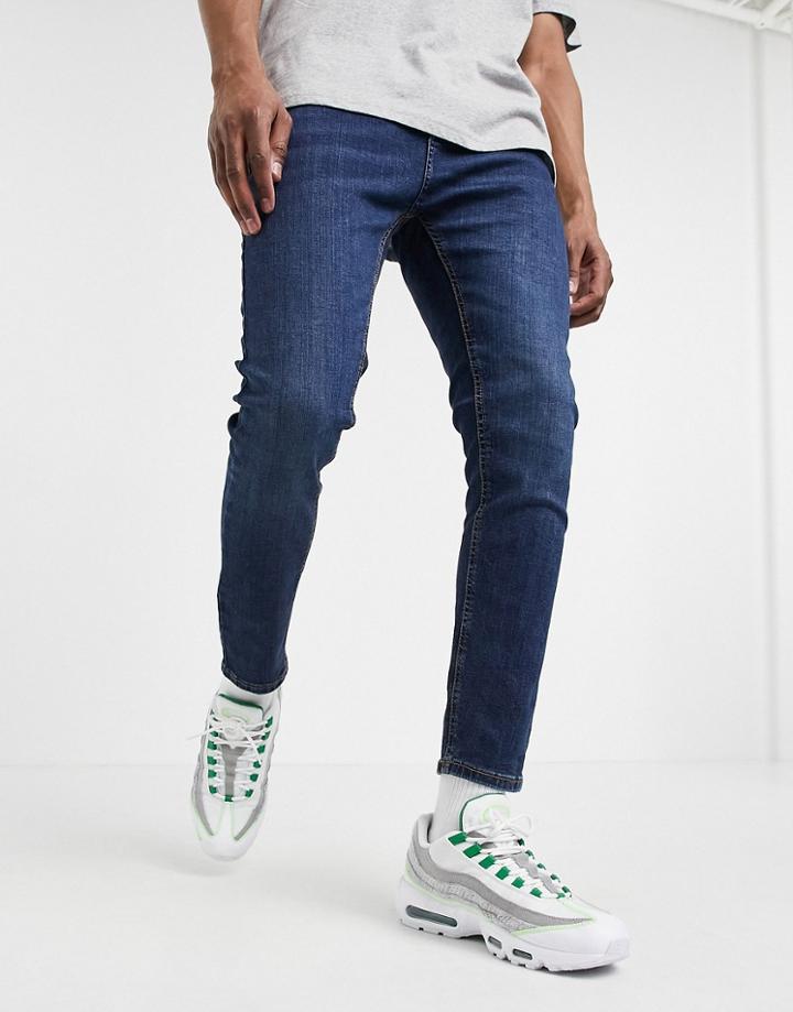 Pull & Bear Carrot Jeans In Dark Blue-blues