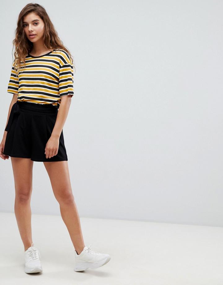 Asos Design Paperbag Tie Waist Short - Black