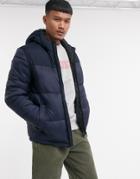 Jack & Jones Originals Puffer With Hood In Navy