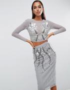 Asos Night Top With High Neck In Shatter Embellishment - Clear