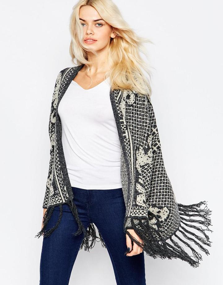 La Fee Verte Printed Oversize Knit Cardigan With Tassles - Monarchy