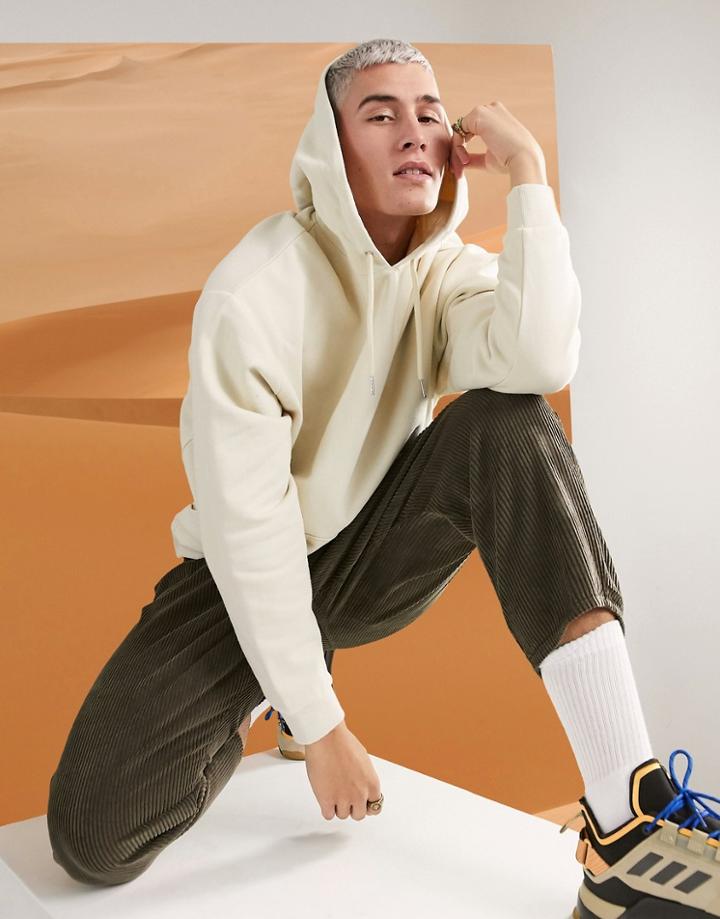 Asos Design Oversized Hoodie In Beige-neutral