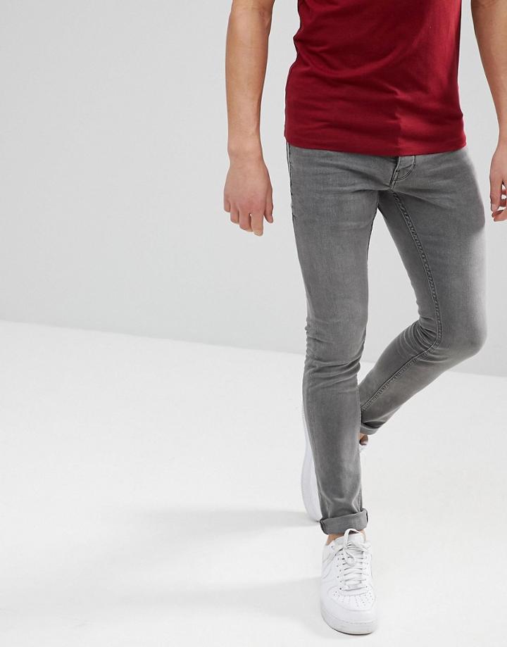 Solid Skinny Fit Jeans In Gray - Gray