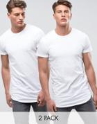 Jack & Jones Core Exclusive Longline T-shirt Multi Pack Save - White