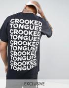 Crooked Tongues Gildan T-shirt In Black With Back Repeat Logo - Black