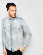 Cheap Monday Denim Shirt Air Acid Wash In Jet Blue - Jet Blue
