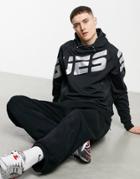 Guess Active Scuba Knit Large Logo Full Zip Hooded Tech Jacket In Jet Black