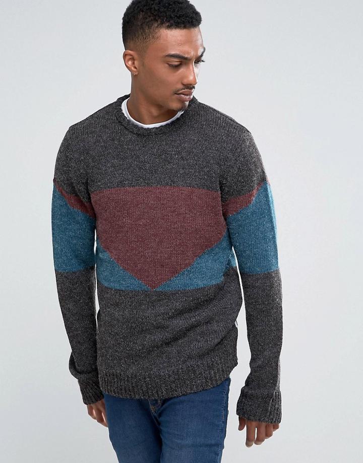 Bellfield Color Block Sweater - Navy