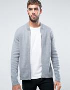 Farah Uasher Knit Bomber Slim Fit In Gray Marl - Gray