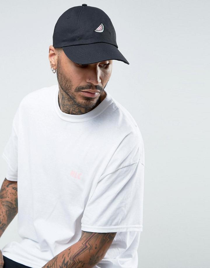 New Love Club Melon Embroidered Cap - Black