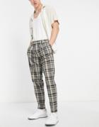 Topman Tapered Smart Pants In Brown Check