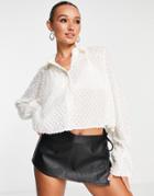 Asos Design Smock Fluffy Shirt In Cream-white