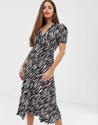 Ghost Flo Crepe Tiger Print Midi Dress-pink