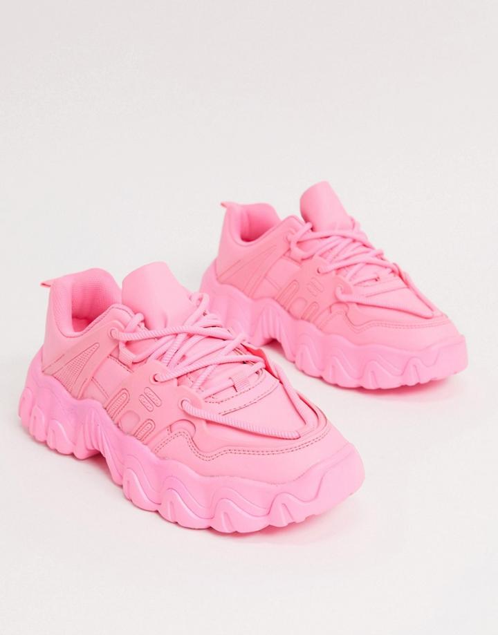 Asos Design Date Chunky Lace Up Sneakers In Pink