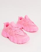 Asos Design Date Chunky Lace Up Sneakers In Pink