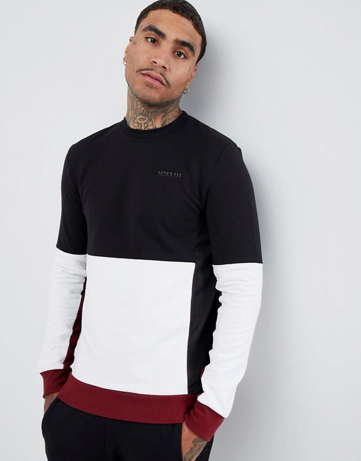 Only & Sons Color Block Sweat - Black
