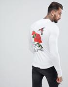 Rose London Muscle Long Sleeve T-shirt Wth Back Print - White