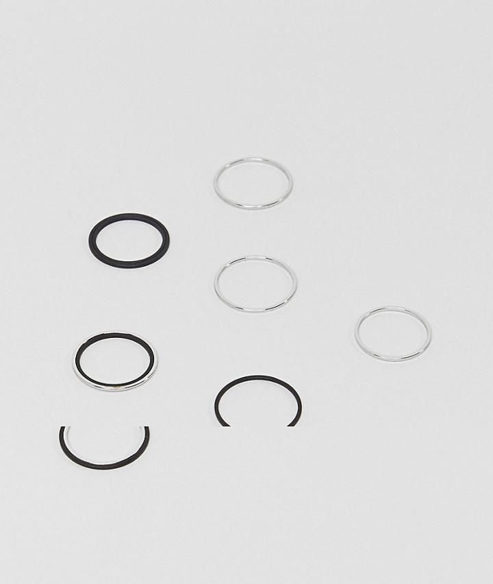 Asos Ditsy Midi Ring Pack In Mixed Metal Finish - Multi