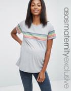 Asos Maternity Rainbow Stripe Placement T-shirt - Gray