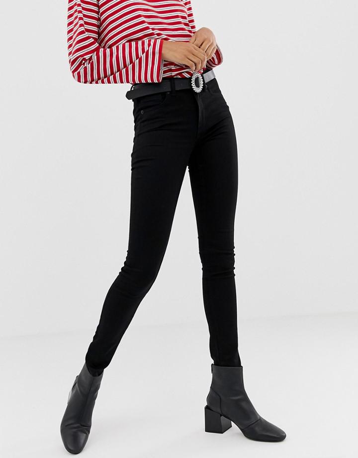 Monki Mocki Mid Waist Jeans In Black - Black