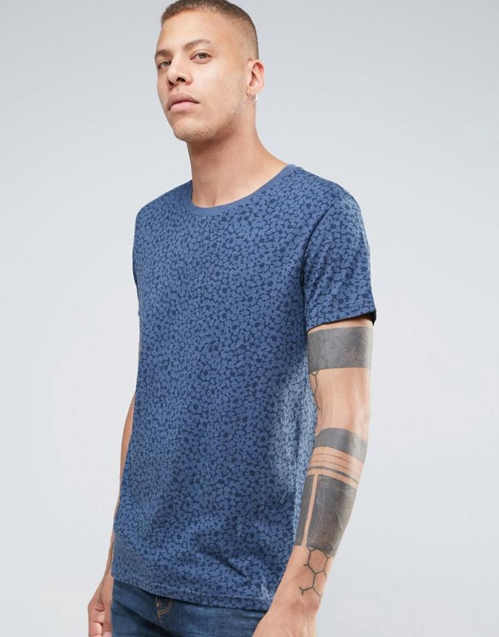 Weekday Alex Floral Print T-shirt - Blue