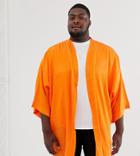 Asos Design Plus Oversized Tonal Leopard Print Kimono - Orange