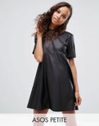 Asos Petite Mini T-shirt Dress In Pu - Black