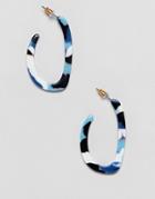 Asos Design Hoop Earrings In Multicolor Resin - Multi