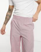 Asos Design Lounge Woven Pants With Deep Waistband In Red Stripe