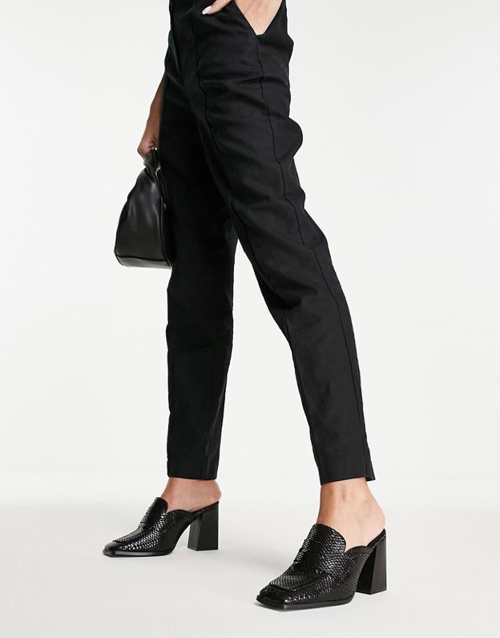 Truffle Collection Mid Block Mule Loafers In Black