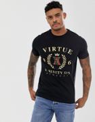 River Island T-shirt With Print In Black - Black