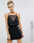 Vero Moda Petite Cami Top With Lace Insert - Black