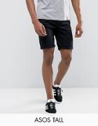 Asos Tall Slim Chino Shorts In Black - Black