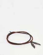 Asos Anklet With Feather In Brown - Brown