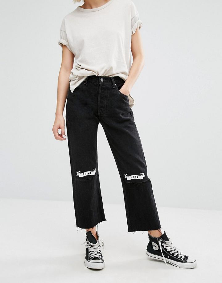 Reclaimed Vintage Ripped Knee Jeans With Love Hate - Black