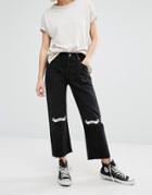 Reclaimed Vintage Ripped Knee Jeans With Love Hate - Black
