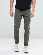 Asos Skinny Jeans In Dark Khaki - Green