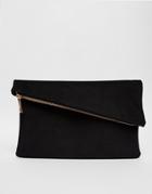 Asos Square Clutch Bag With Slanted Zip Top - Black
