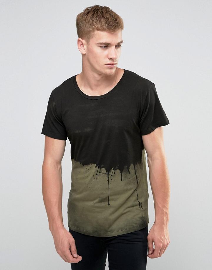 Religion T-shirt With Paint Dripping Print - Green