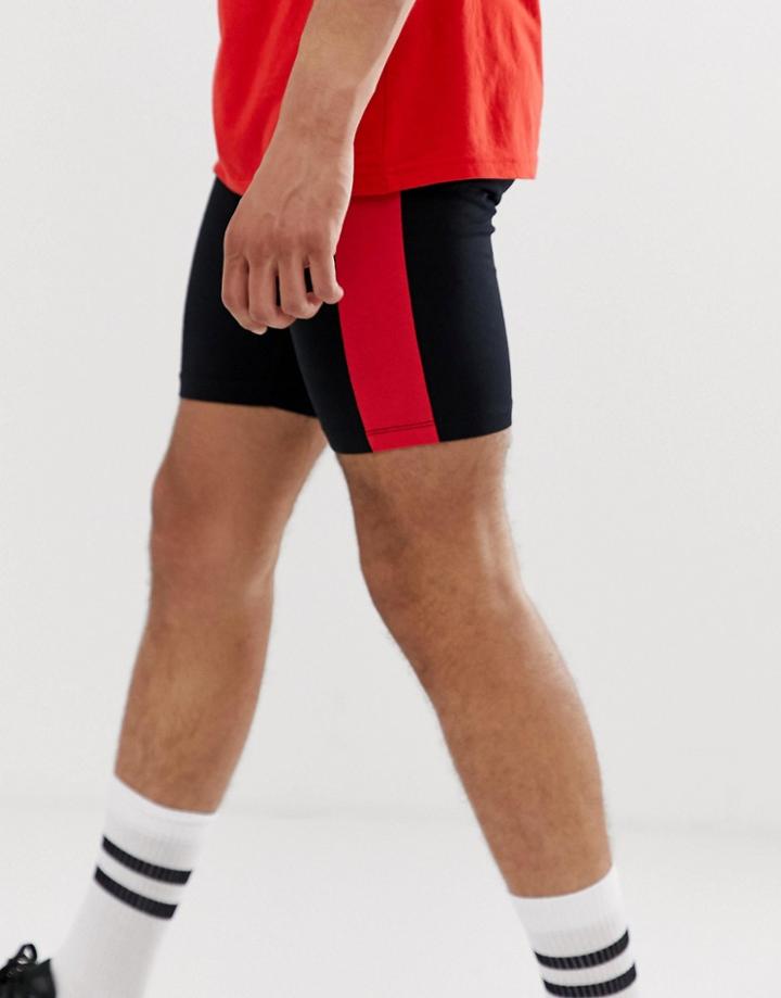 Asos Design Megging Shorts With Side Stripe In Black